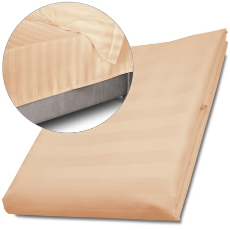 Prześcieradło bambusowe satyna bawełniana 160x240 Bamboo paski, beżowe