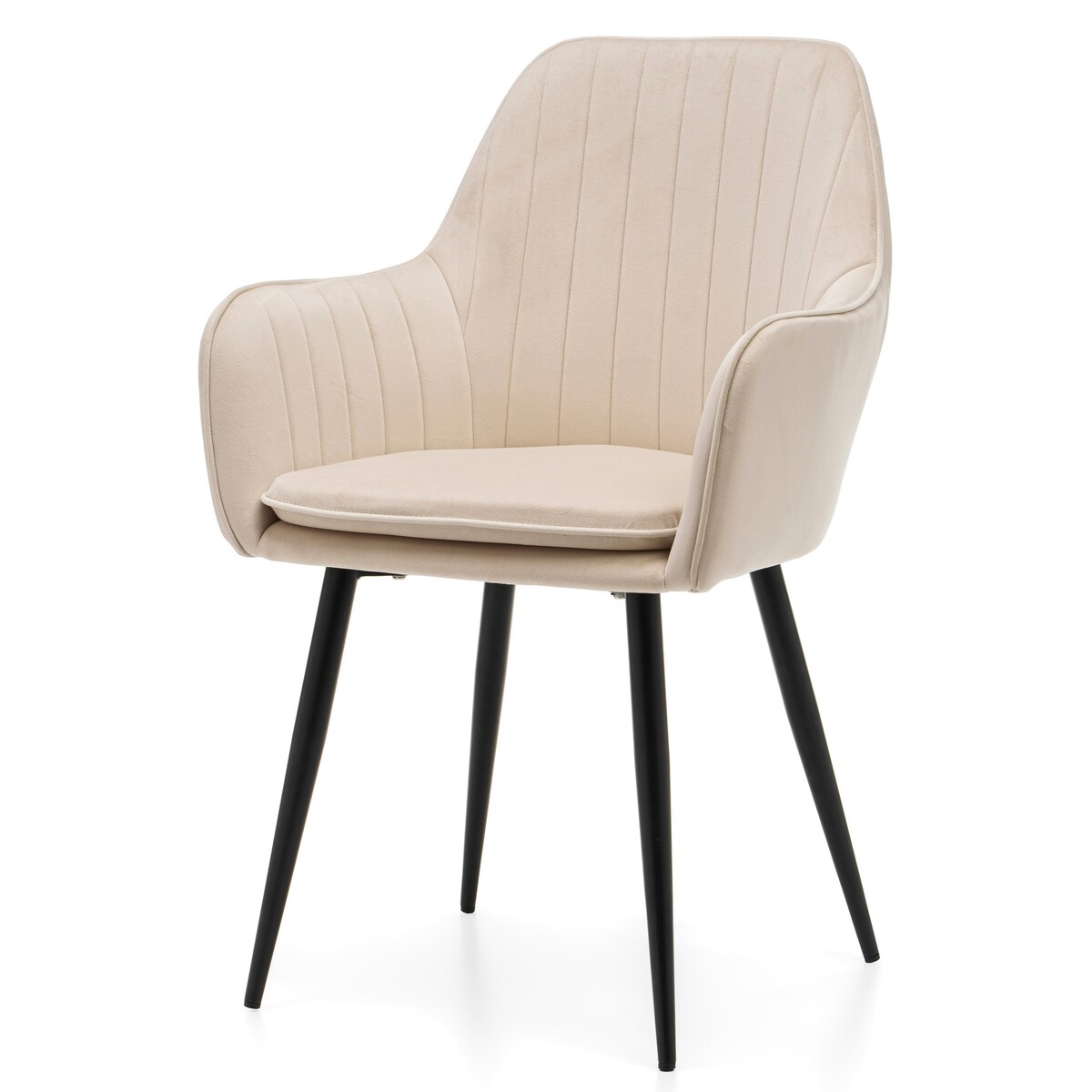 Krzesło tapicerowane EMILIA jasnobeżowa welur salon jadalnia