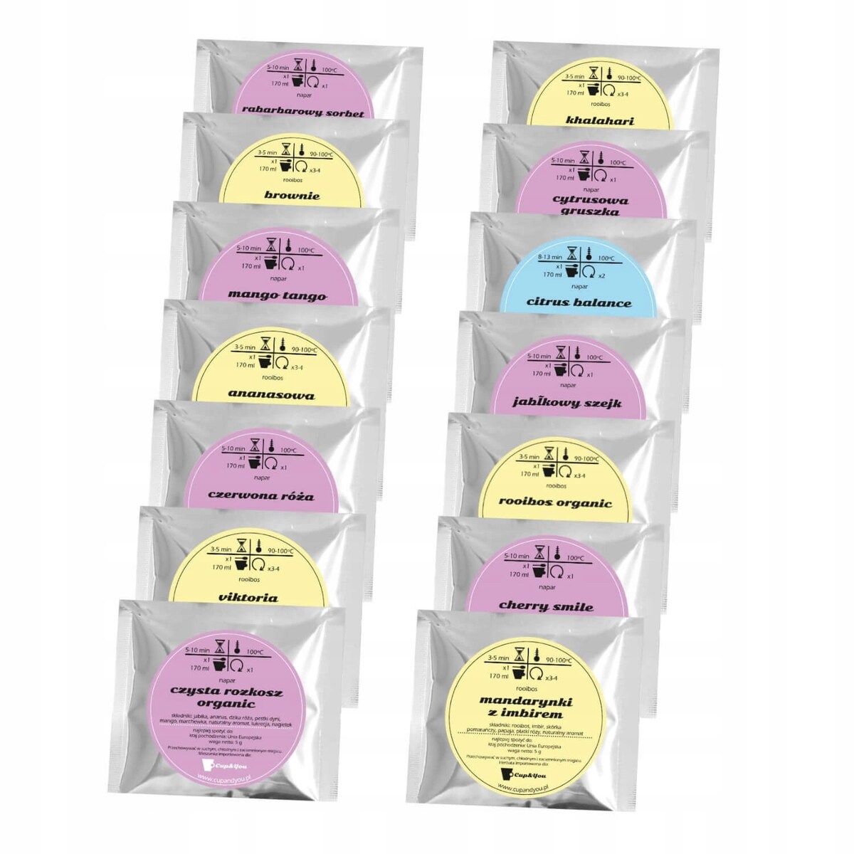 ZESTAW HERBAT "PAKIET BEZ TEINY" DLA CIĘŻARNEJ KOBIETY - MIX 14 HERBAT SYPANYCH BEZ TEINY I KOFEINY W SASZETKACH PO 5 GRAM NA PREZENT UPOMINEK DLA NIEJ