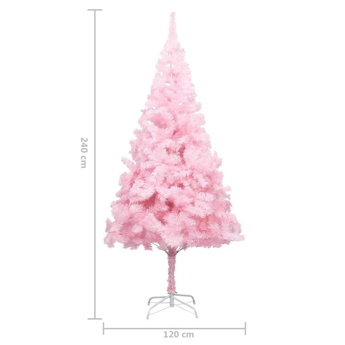 vidaXL Sztuczna choinka z lampkami i bombkami, różowa, 240 cm, PVC