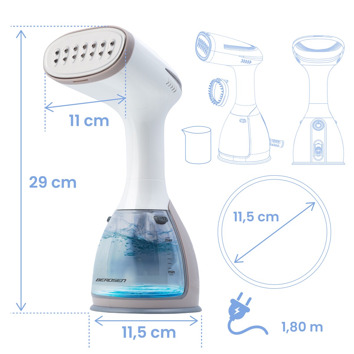 Parownica do ubrań Berdsen 1500W Steamer Żelazko parowe regulacja pary 32g/min