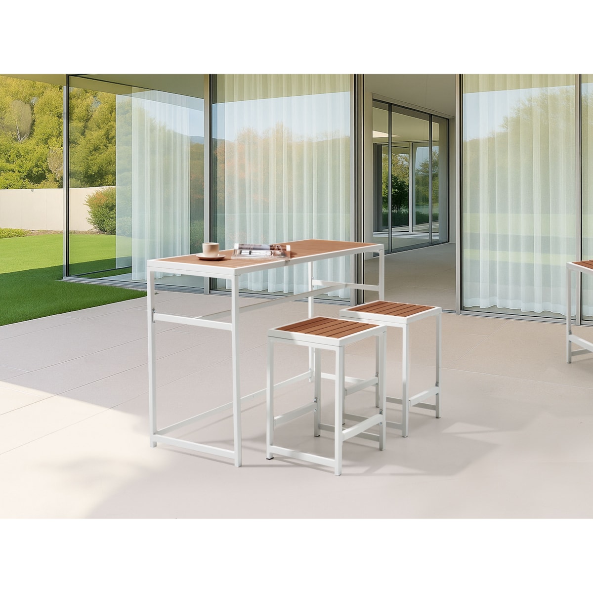 Zestaw barowy ogrodowy dla 2 osób AVETRANA Metal Brązowy/ biały