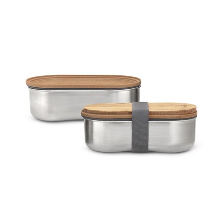 Zestaw 2 lunchboxów stalowych, 18.5 x 9.7 x 12 cm, Black Blum