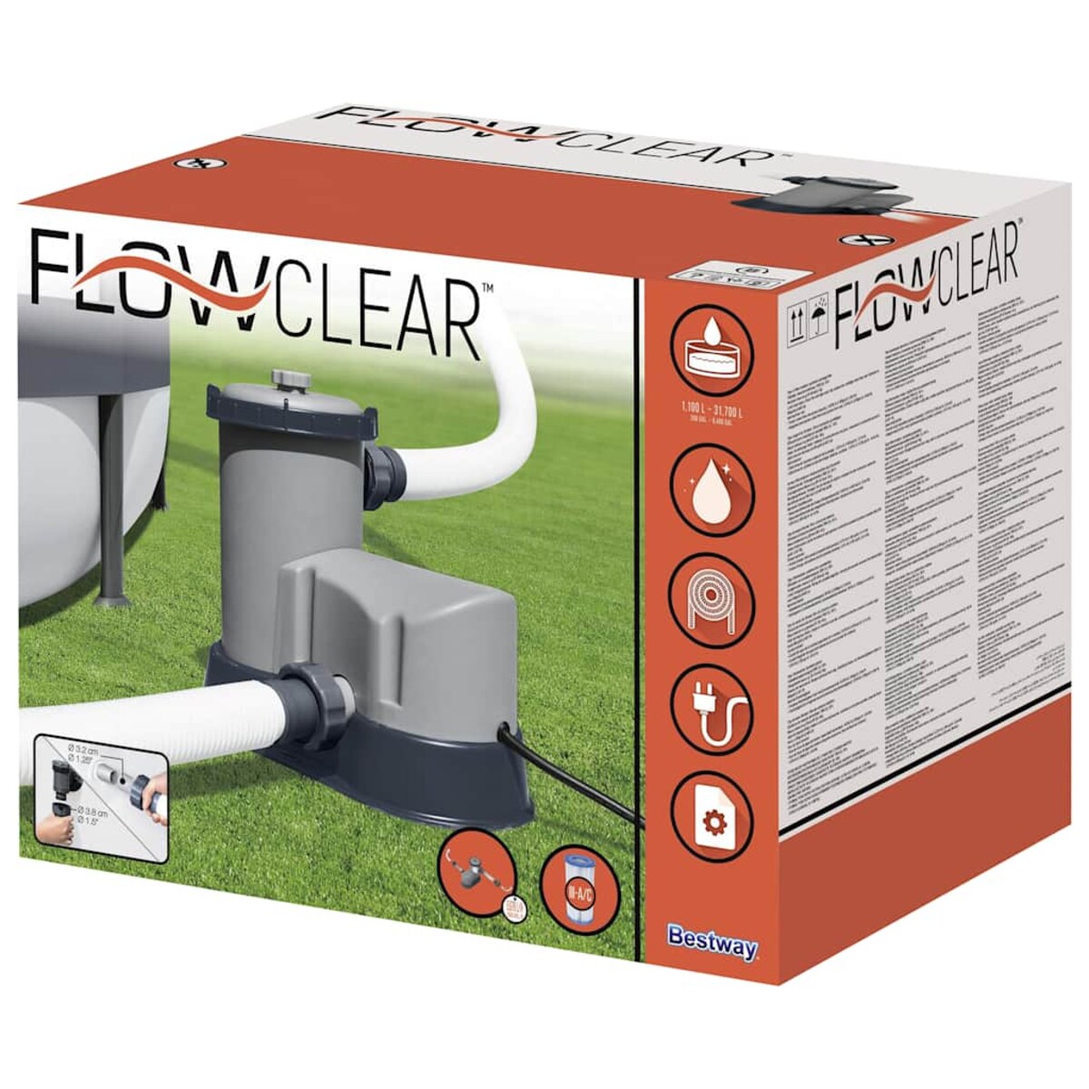 Bestway Pompa filtracyjna Flowclear do basenu, 5678 L/h