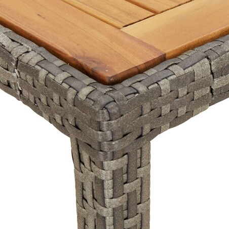 vidaXL Stół ogrodowy, 190x90x75 cm, rattan PE i drewno akacjowe, szary
