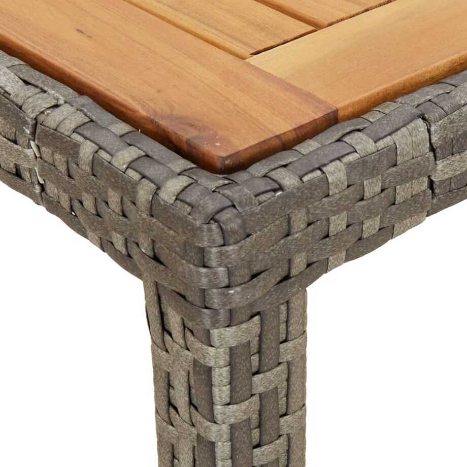vidaXL Stół ogrodowy, 190x90x75 cm, rattan PE i drewno akacjowe, szary