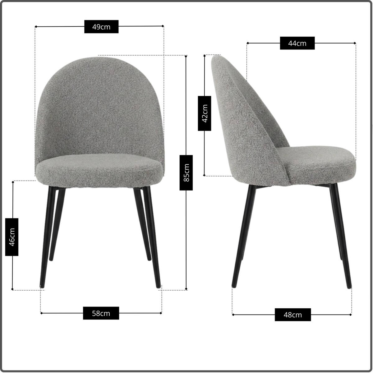 Krzesło tapicerowane boucle do salonu jadalni nowoczesne wygodne stylowe szare