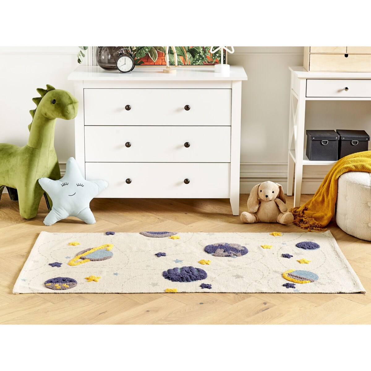 Dywan dziecięcy bawełniany motyw galaktyki 80 x 150 cm wielokolorowy LANGSA