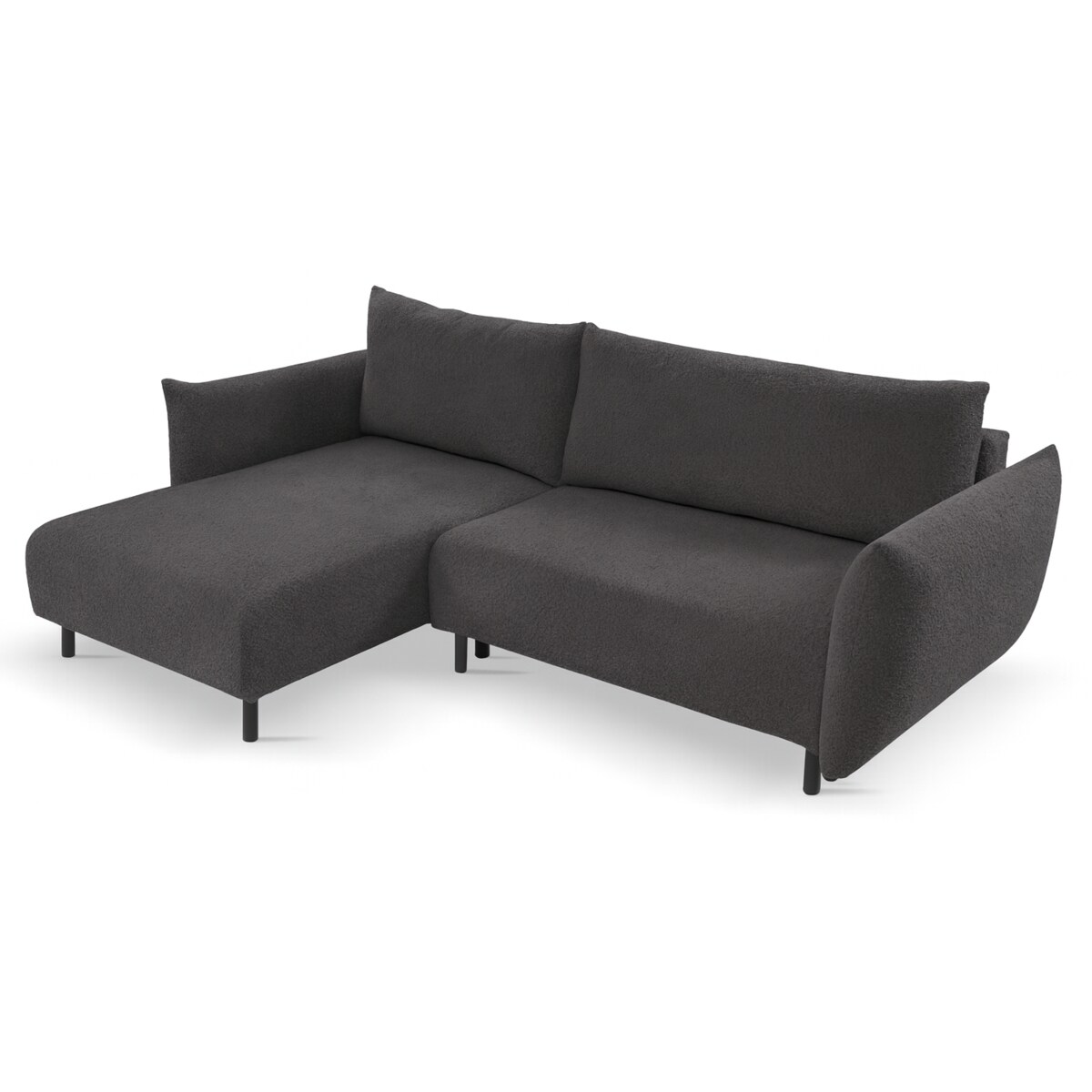 Narożnik DELI z funkcją spania na nóżkach, lewostronny, grafitowy