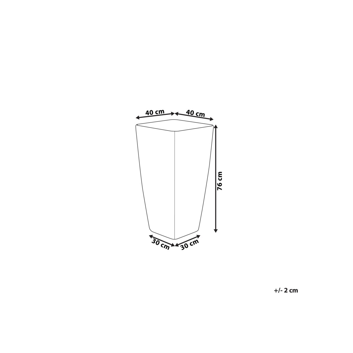 Doniczka 40 x 40 x 76 cm złota MODI