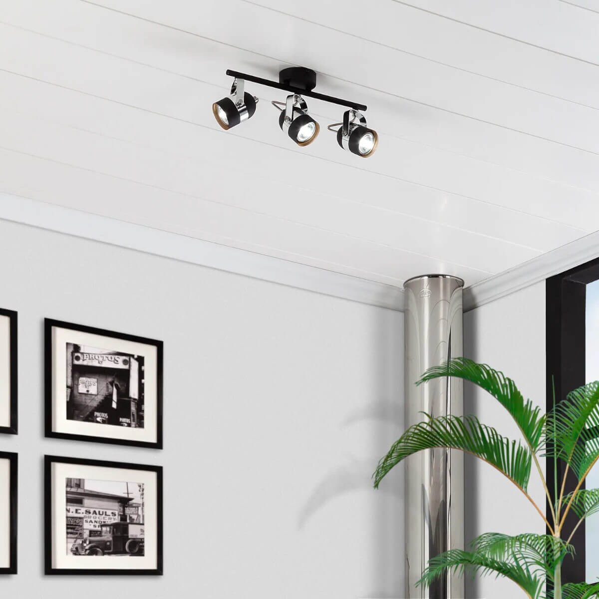 Regulowana lampa sufitowa Retro ABR-RRH-C-3XGU10 Abruzzo czarny srebrny