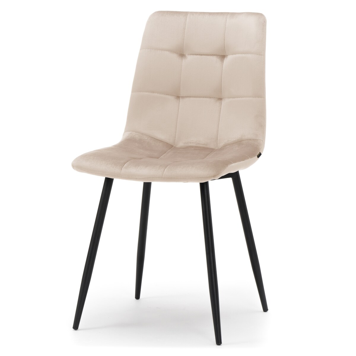 Krzesło tapicerowane pikowane welurowe do salonu jadalni PARMA beżowa