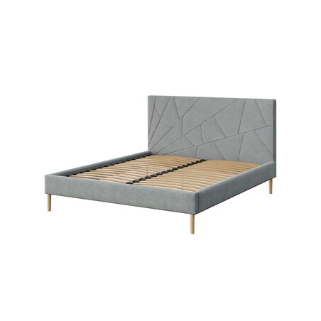 Mesonica Łóżko Alano, geometryczne szare, 140x200