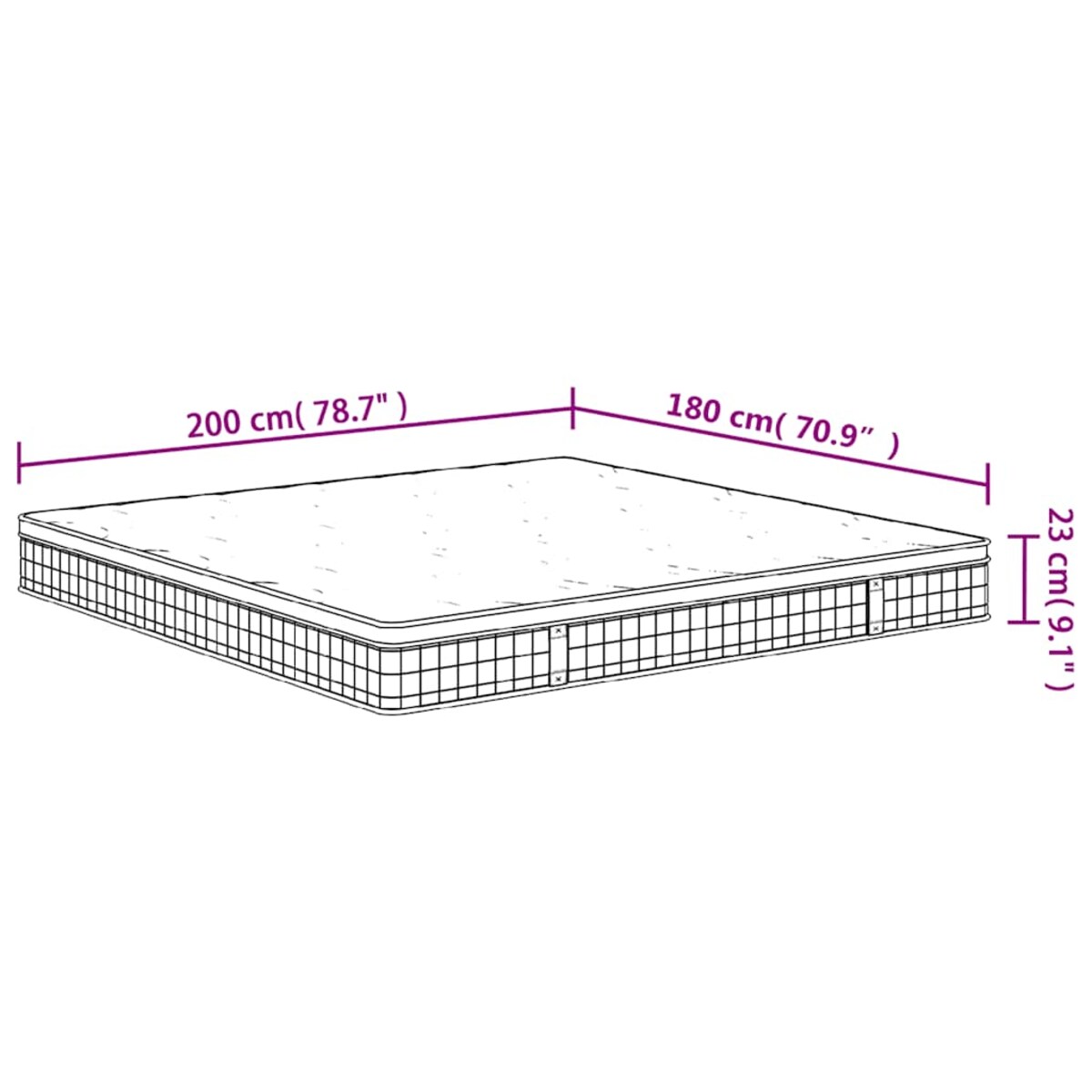 vidaXL Materac bonellowy, twardość średnia, 180x200 cm