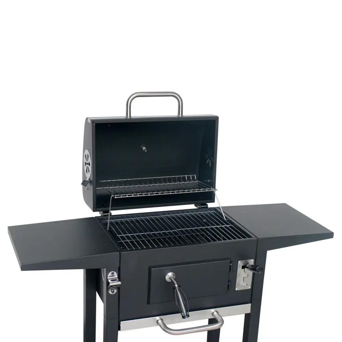 Grill ogrodowy duży węglowy z kominem termometrem czarny KLAUSBERG KB-9034