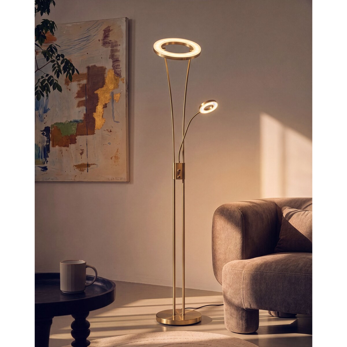 Lampa podłogowa LED KENNET  Ze ściemniaczem Metal Mosiężny
