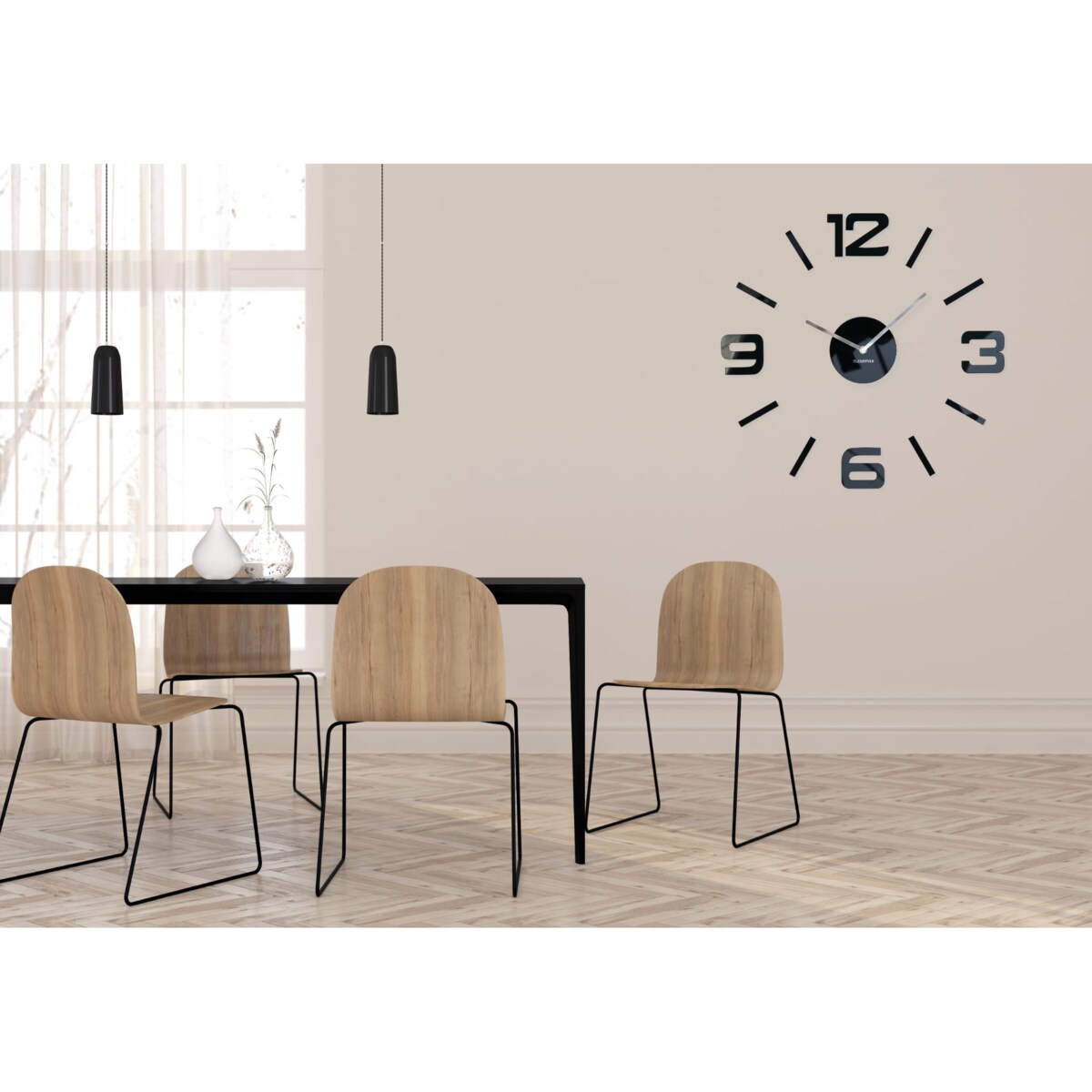 Duży zegar ścienny DIY czarny 50-75cm