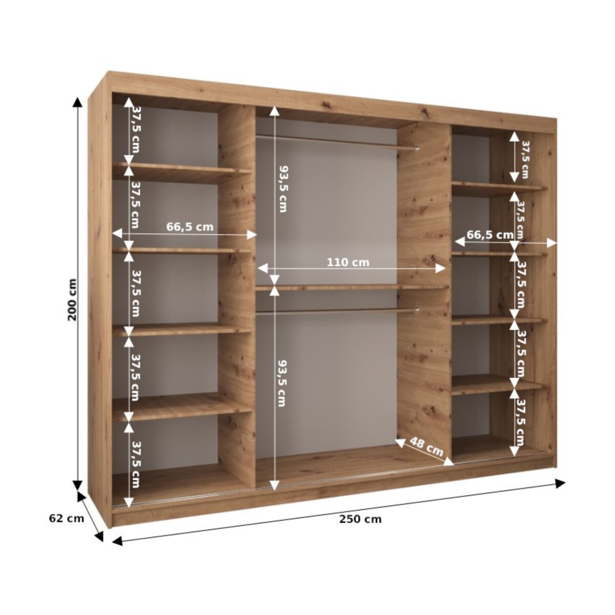 Szafa przesuwna Garderoba MARMUR T1 250 gł. 62 czarny