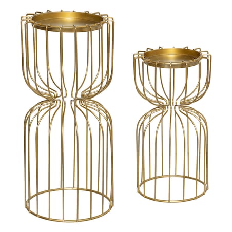 Zestaw metalowych świeczników na tealight, złote