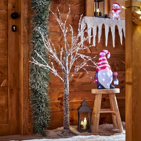 Drzewko LED, zmrożone z czerwonymi owocami, 150 cm