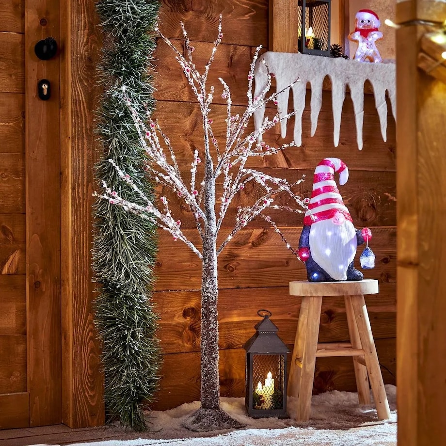 Drzewko LED, zmrożone z czerwonymi owocami, 150 cm