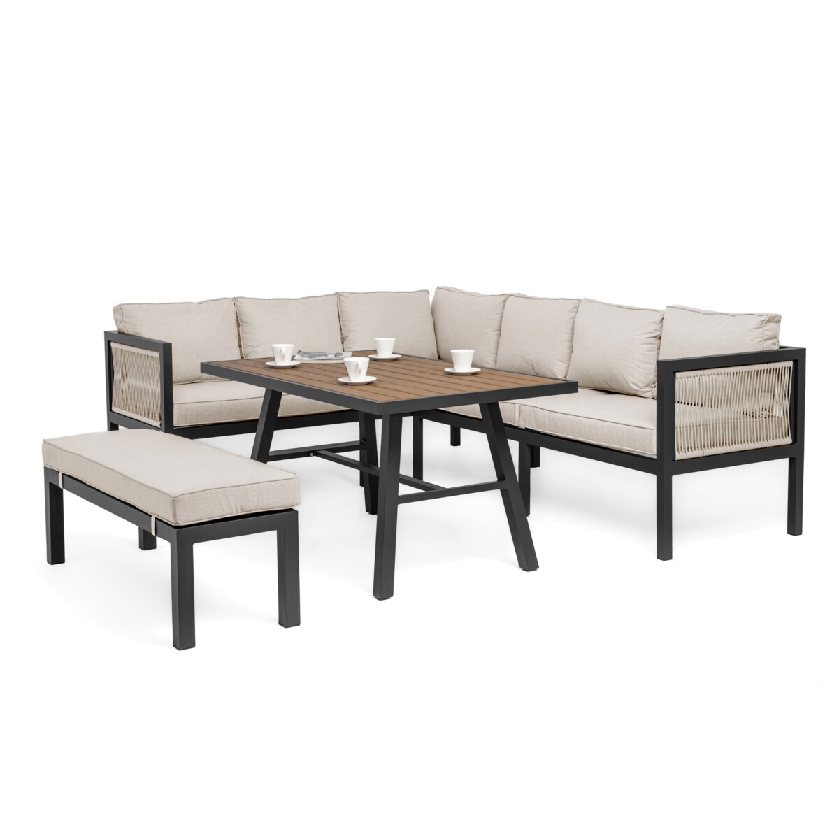 Meble ogrodowe aluminiowe narożnik stół PORTOFINO beżowe