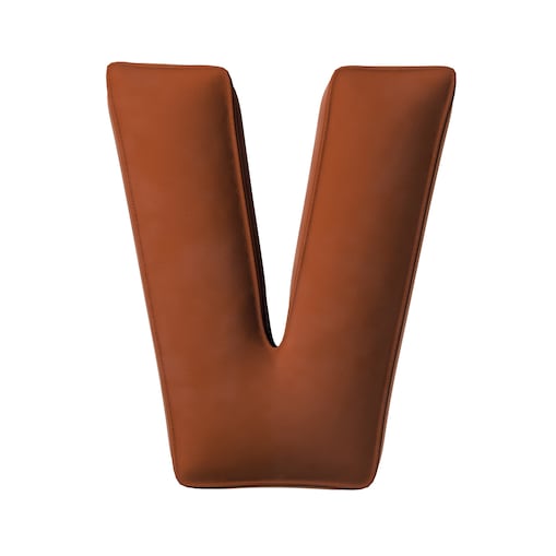 Poduszka literka V, rudy, 35x40cm, Posh Velvet