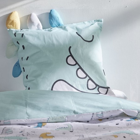 Komplet pościeli dziecięcej z uszkami 140x200 cm MATTINA dinozaur