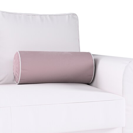 Poduszka wałek z zakładkami z lamówką, zgaszony róż, Ø20 x 50 cm, Velvet