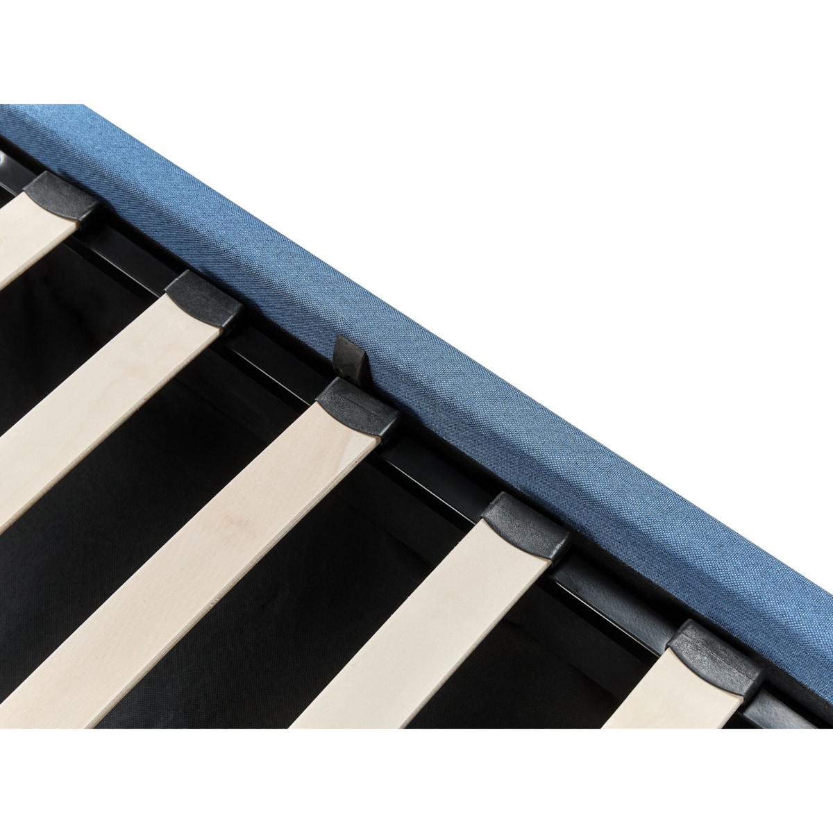 Łóżko z pojemnikiem tapicerowane 140 x 200 cm niebieskie DREUX