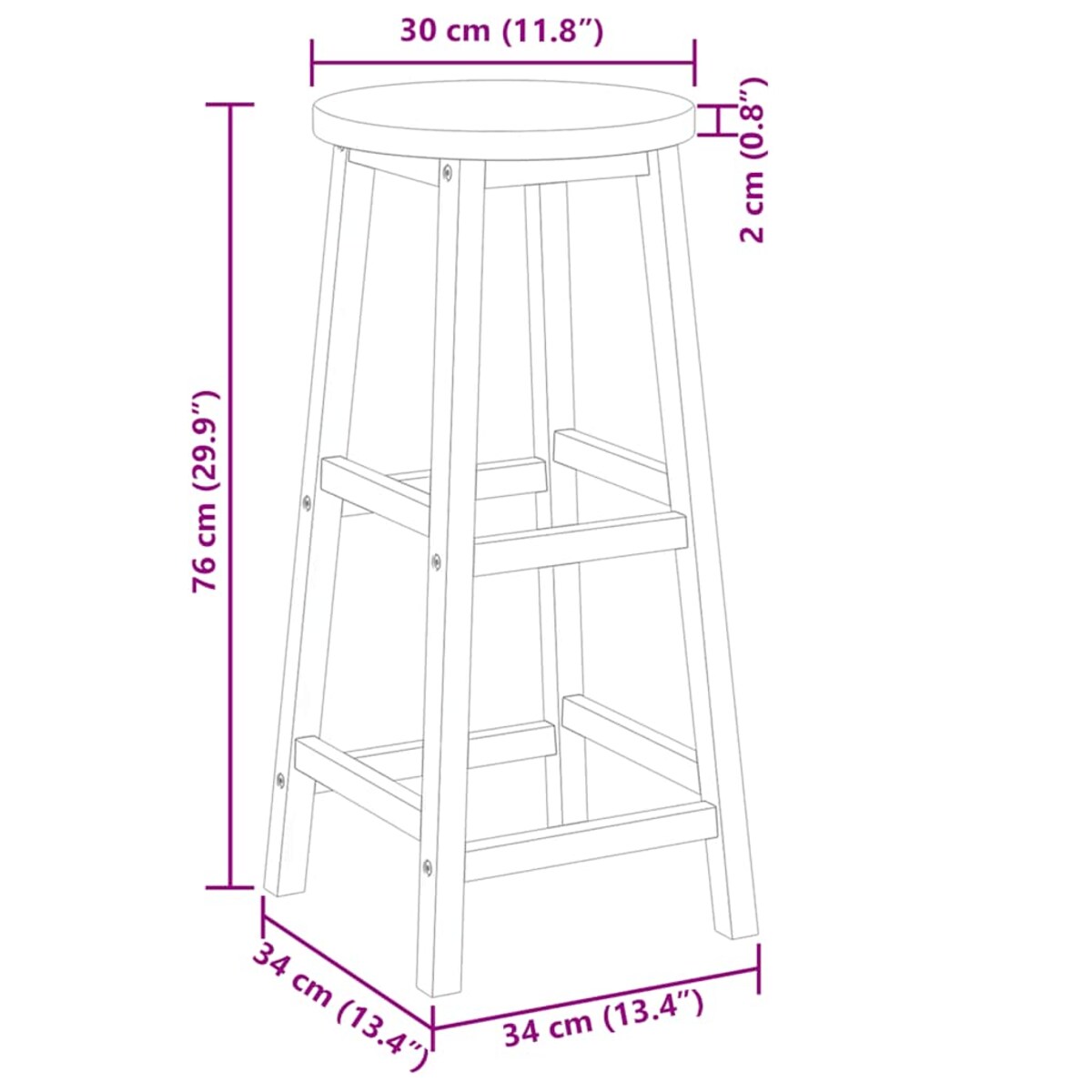 vidaXL Stołki barowe, 6 szt., lite drewno akacjowe