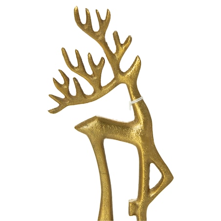 Figurka Renifer Jeleń 10.5X6X20.5 Cm Dekoracja Świąteczna Metalowa Złota