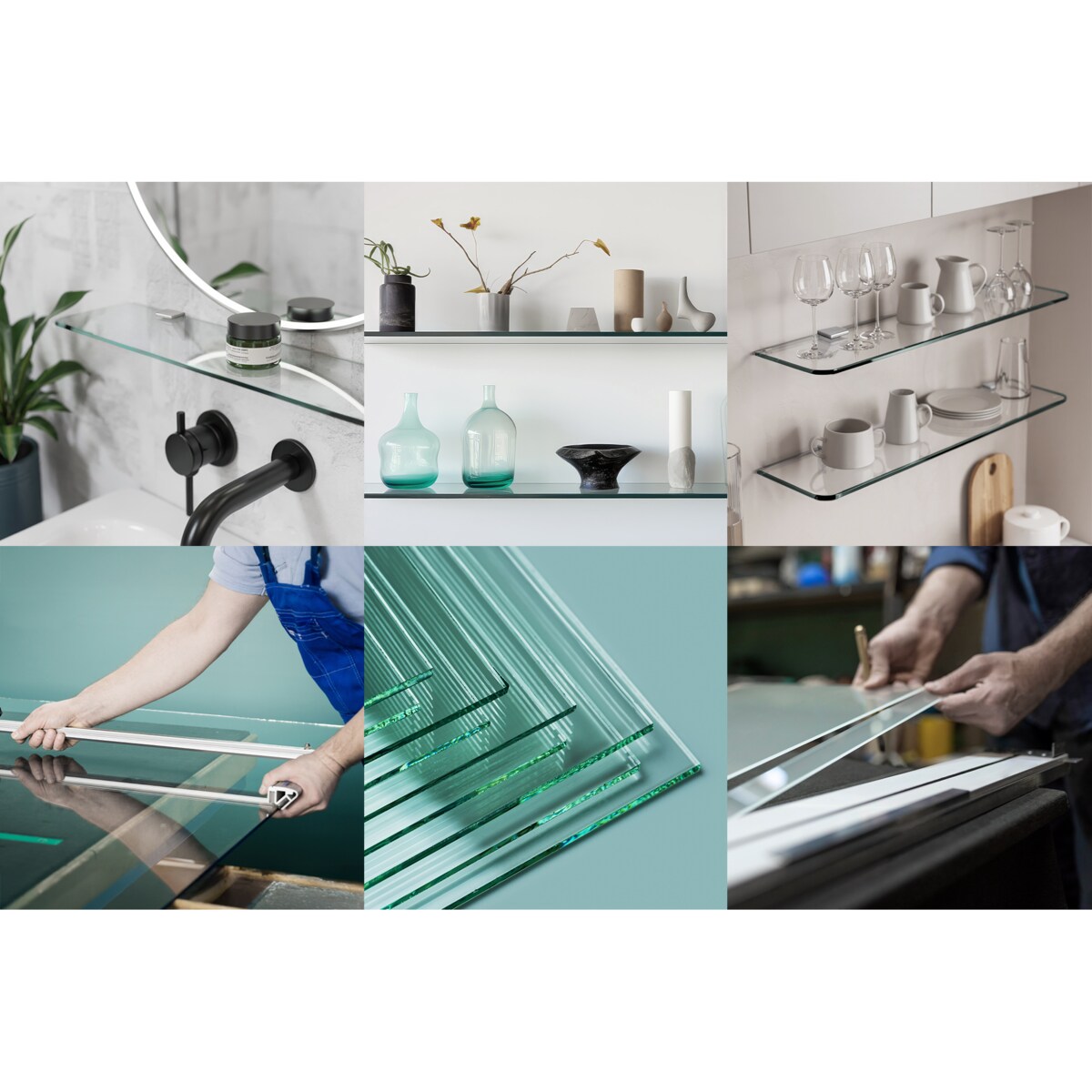 Szklana półka do łazienki - transparentna - 60x13 cm