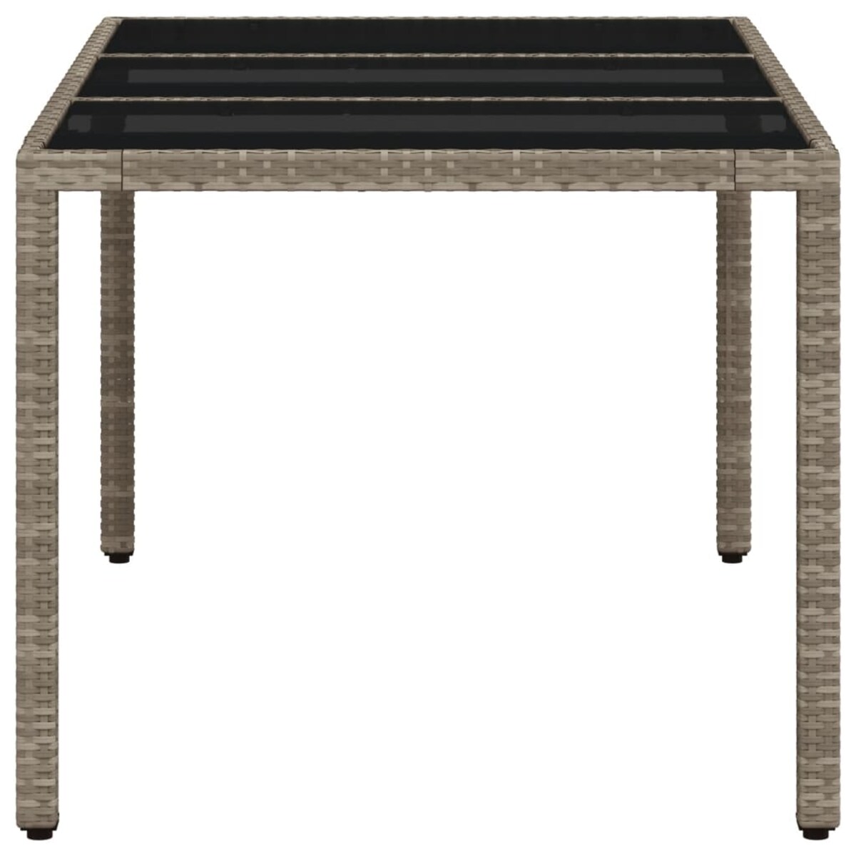 vidaXL Stół ogrodowy ze szklanym blatem, szary 150x90x75 cm, rattan PE