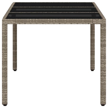 vidaXL Stół ogrodowy ze szklanym blatem, szary 150x90x75 cm, rattan PE