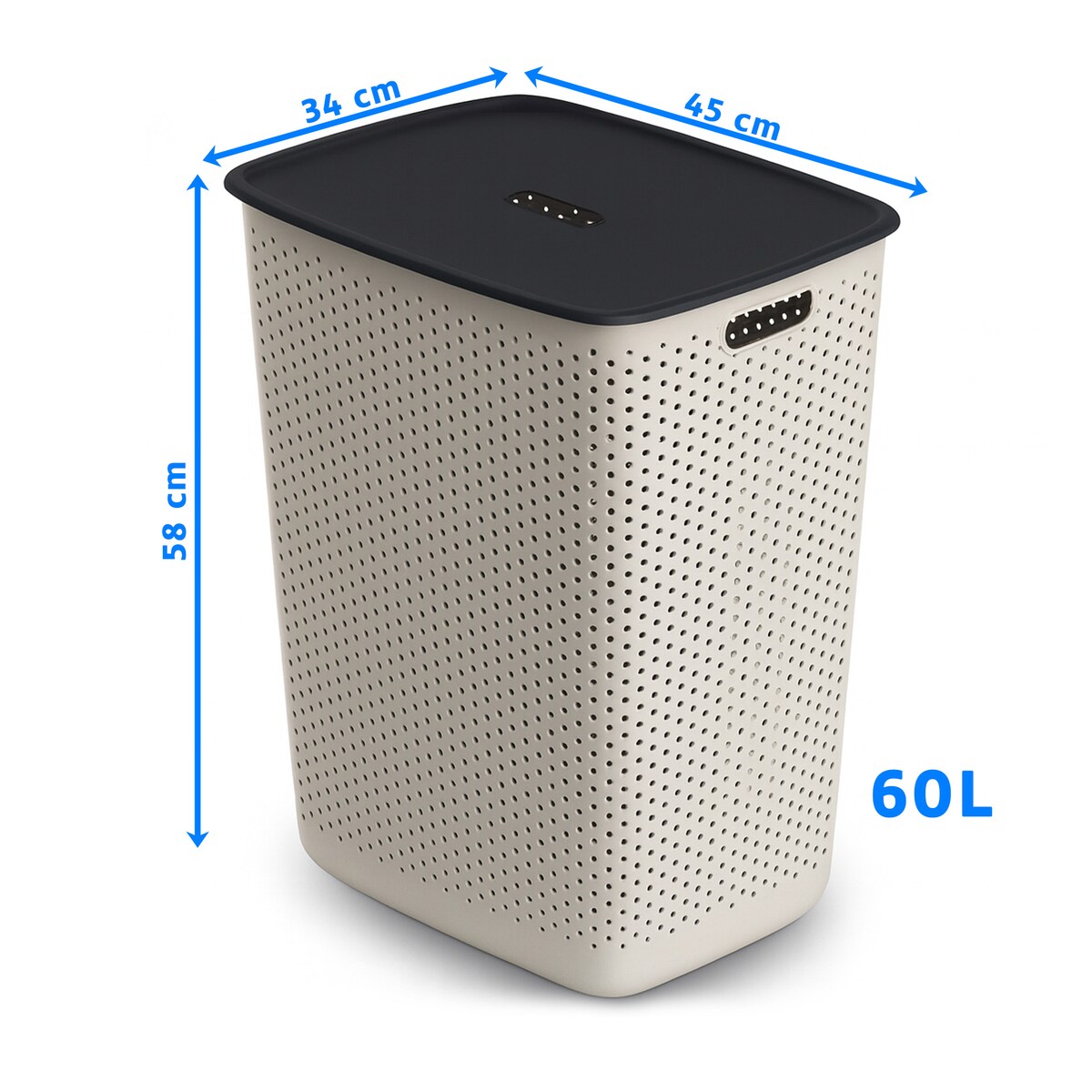 Kosz Na Pranie Bieliznę Wolnostojący Łazienkowy 60 L Duży Biały