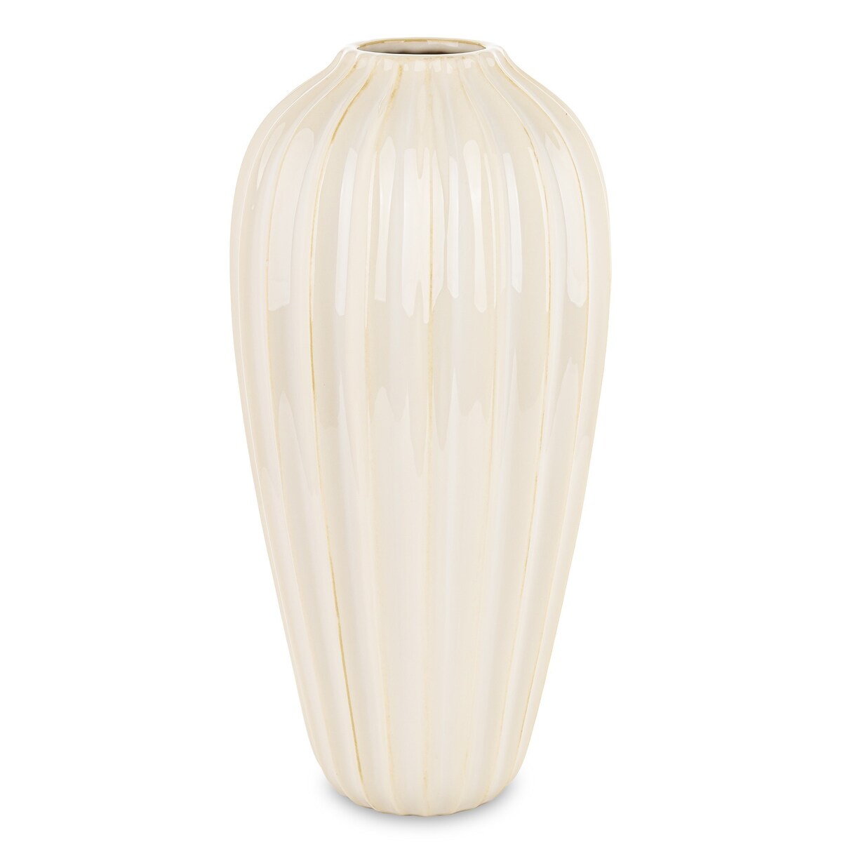Wazon ceramiczny prążkowany 42x18x18 cm TEJANI-2 beżowy medium