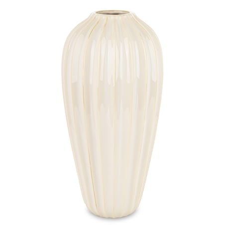 Wazon ceramiczny prążkowany 42x18x18 cm TEJANI-2 beżowy medium