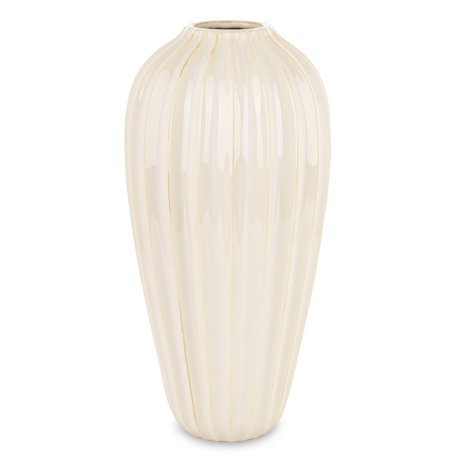 Wazon ceramiczny prążkowany 42x18x18 cm TEJANI-2 beżowy medium