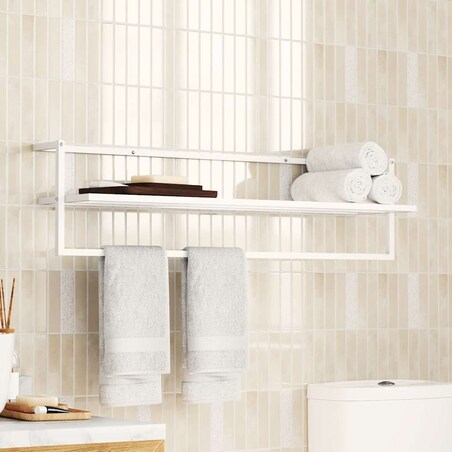 vidaXL Wieszak na ręczniki, biały, 95x25x22 cm, żelazny