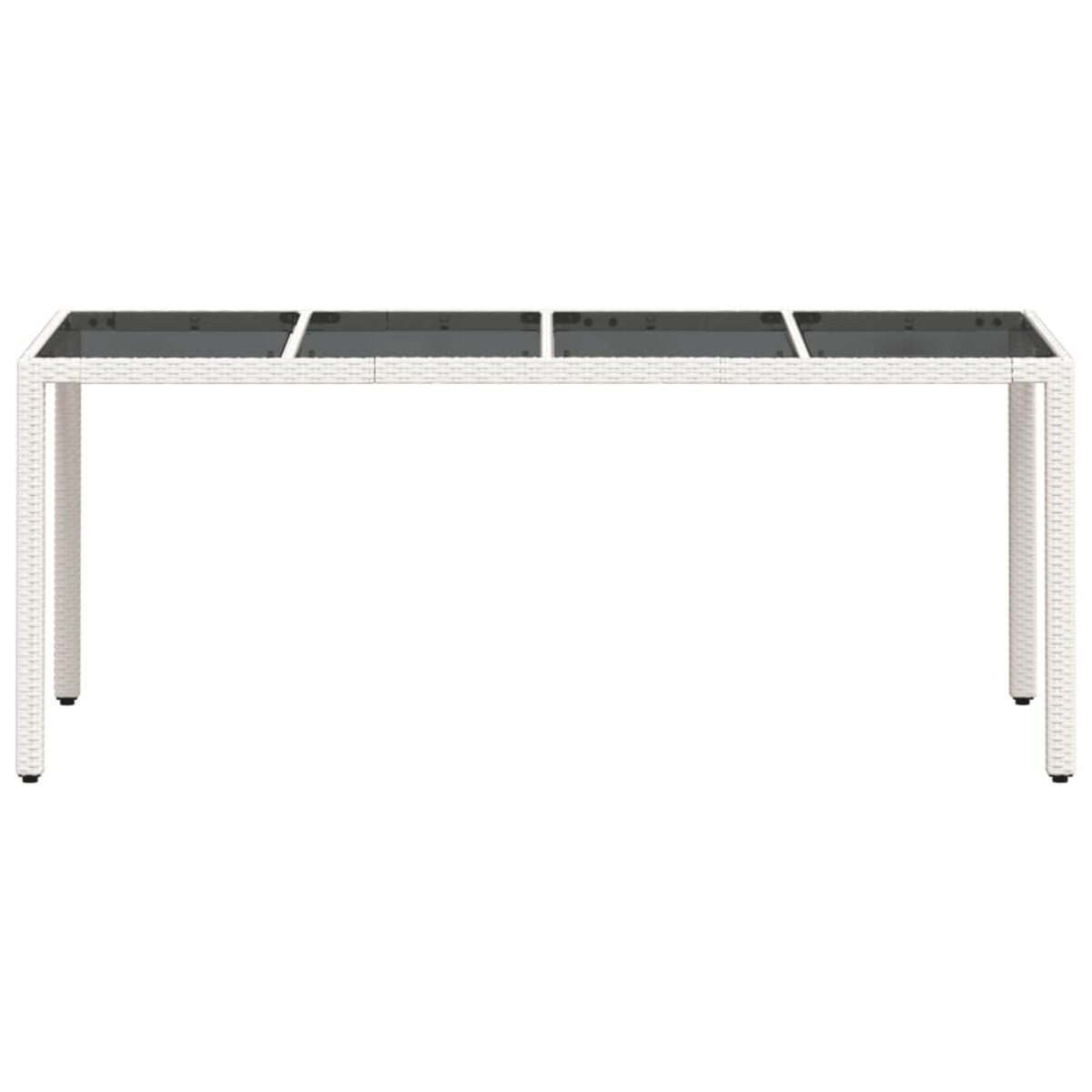 vidaXL Stół ogrodowy ze szklanym blatem, biały 190x90x75 cm, rattan PE
