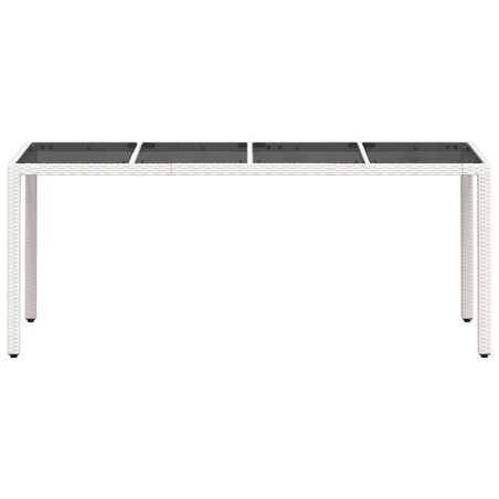 vidaXL Stół ogrodowy ze szklanym blatem, biały 190x90x75 cm, rattan PE