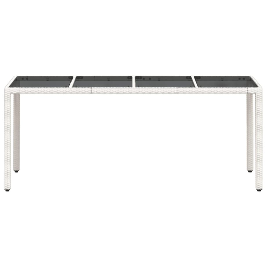 vidaXL Stół ogrodowy ze szklanym blatem, biały 190x90x75 cm, rattan PE