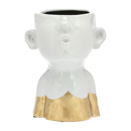 Osłonka na doniczkę ze złotym zdobieniem Eiofischio - Biały, L