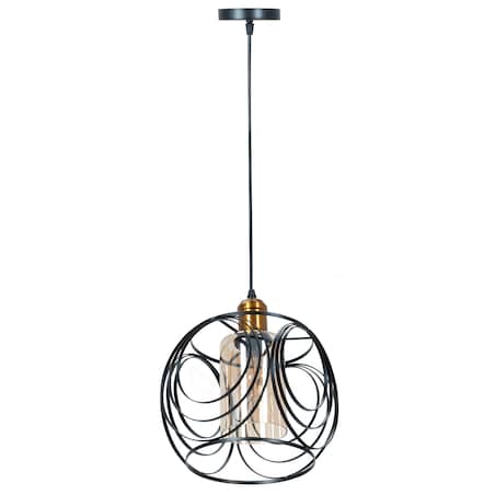Lampa wisząca szklana metalowa czarna złota
