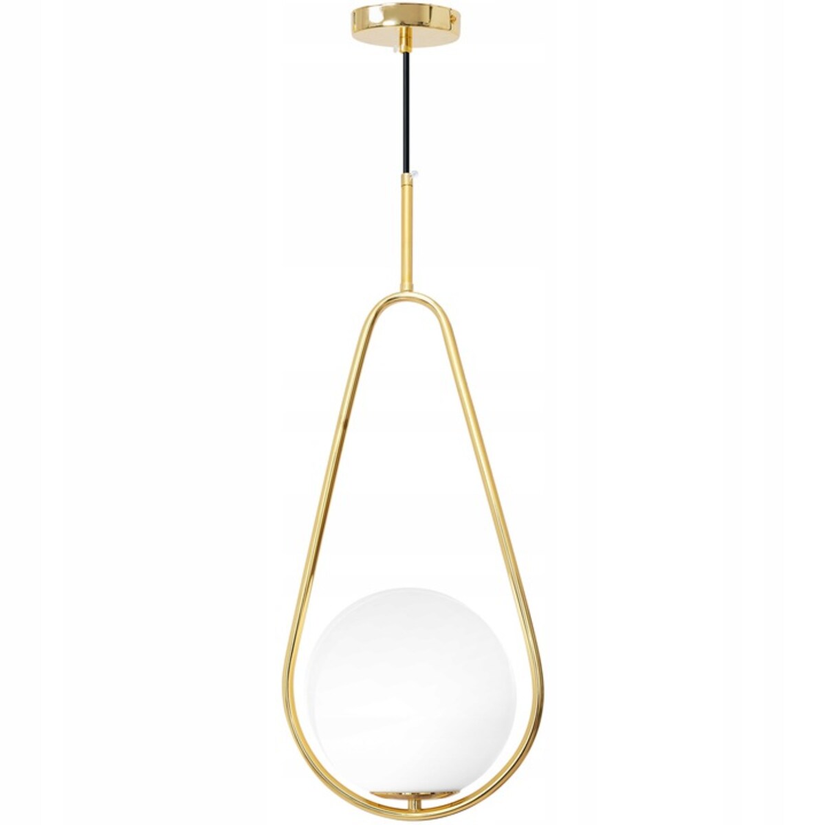 Lampa Sufitowa Wisząca Szklana Kula Biała Złota