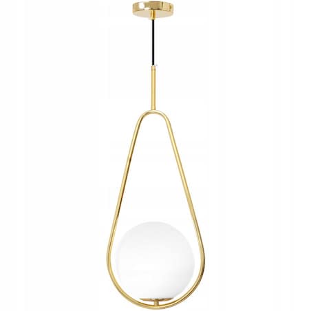 Lampa Sufitowa Wisząca Szklana Kula Biała Złota