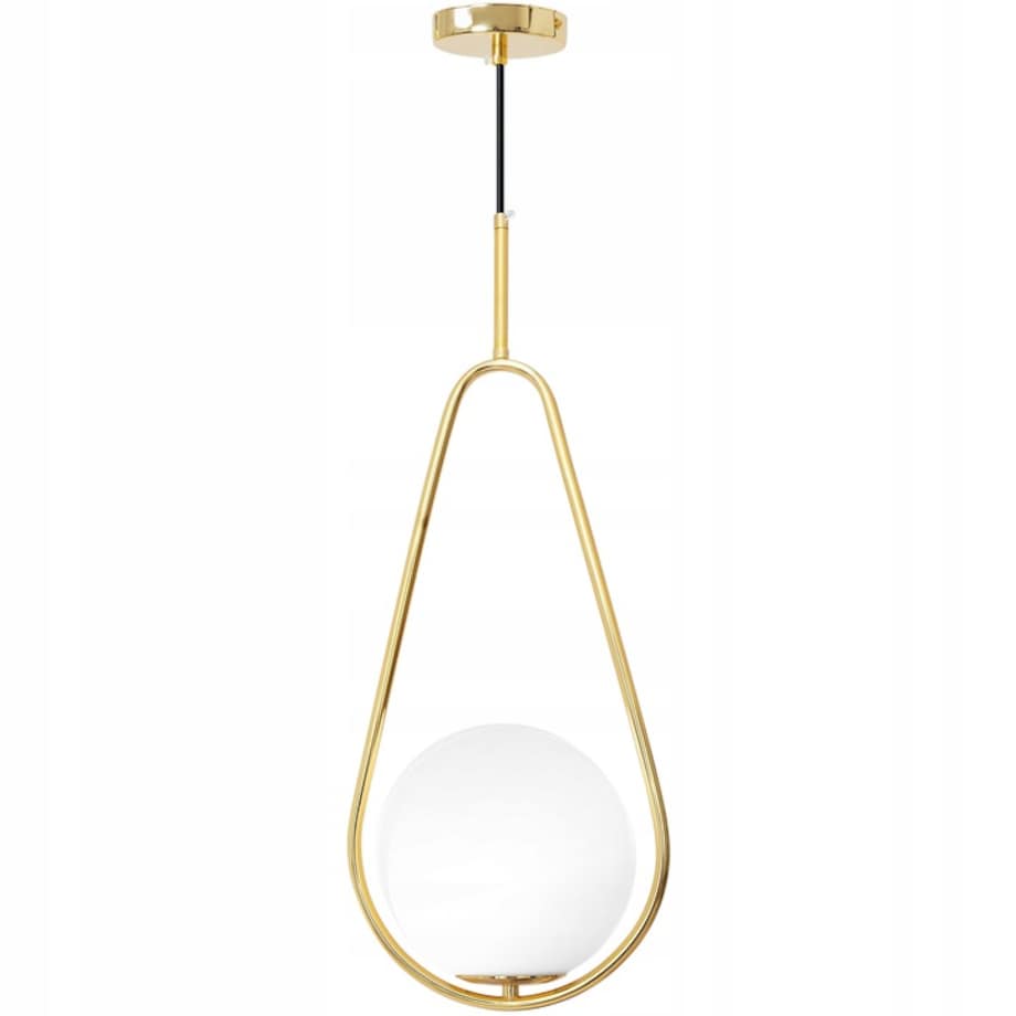 Lampa Sufitowa Wisząca Szklana Kula Biała Złota