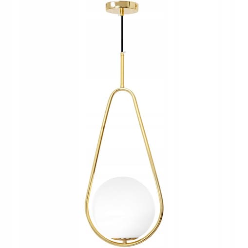 Lampa Sufitowa Wisząca Szklana Kula Biała Złota