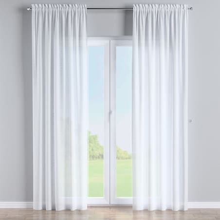 Zasłona na kanale z grzywką 1 szt. 130x245 prześwitujący biały